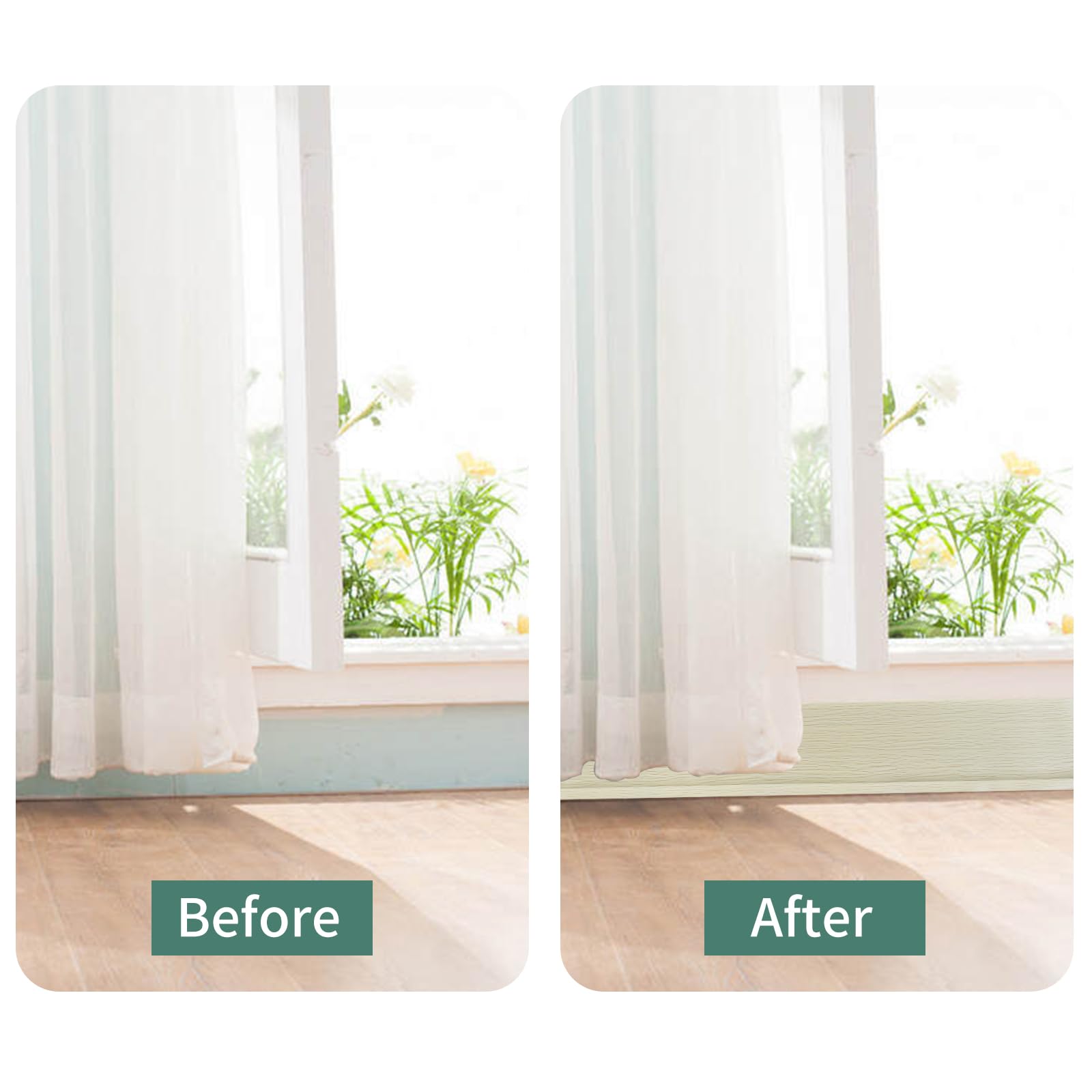 Zócalo flexible y autoadhesivo de acabado de PVC zócalo de pared flexible para pared suelo, 10 cm de ancho, 5 m, grano de madera beige
