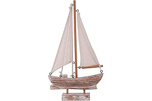 Mini Wooden Sailboat Model, Handmade Rustic Nautical Decor Boat
