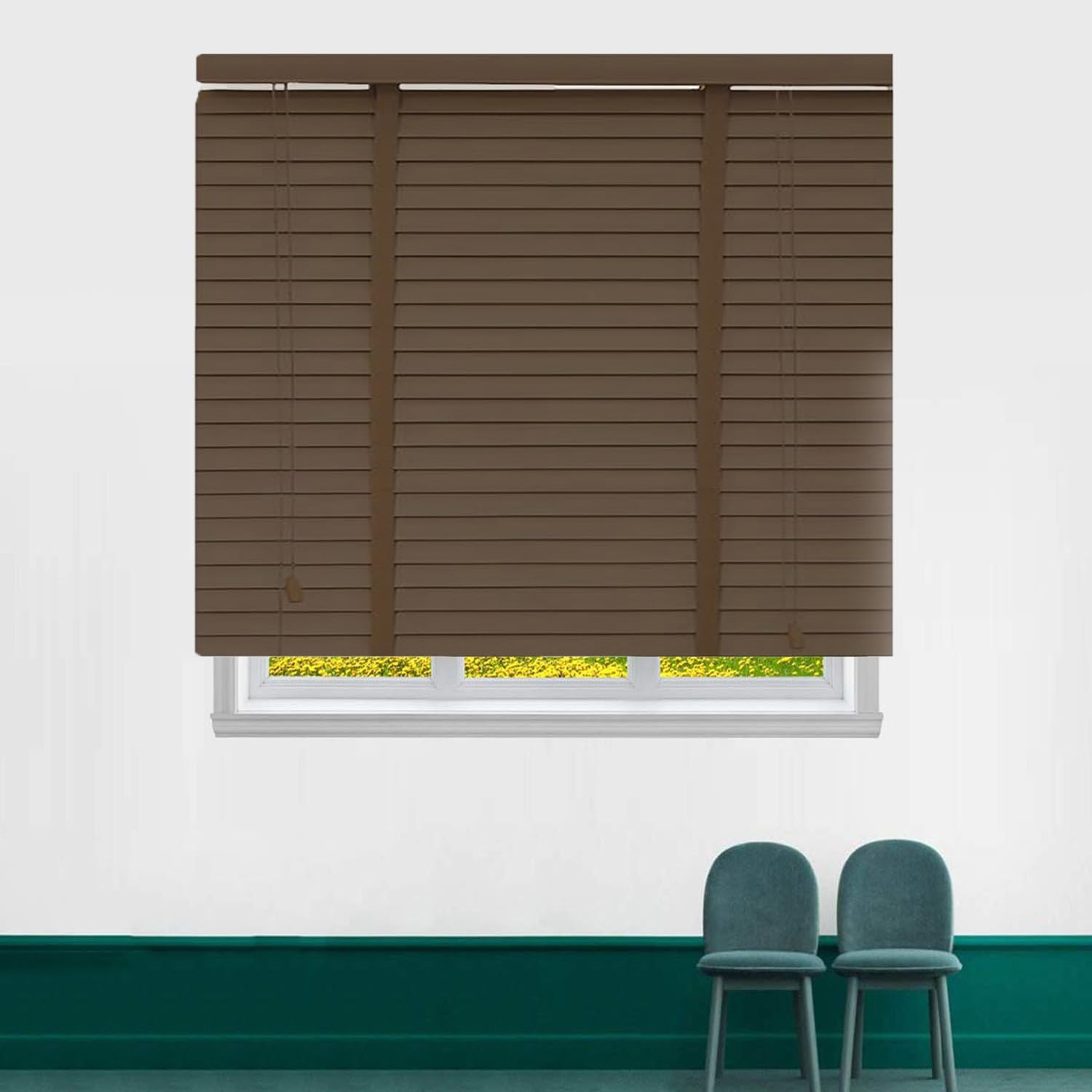 Tenda veneziana in legno, doghe orizzontali da 50 mm, per interni/esterni, in legno massello, larghezza regolabile 45-160 mm, tendaggi per finestre che bloccano la luce (100 x 180 cm)