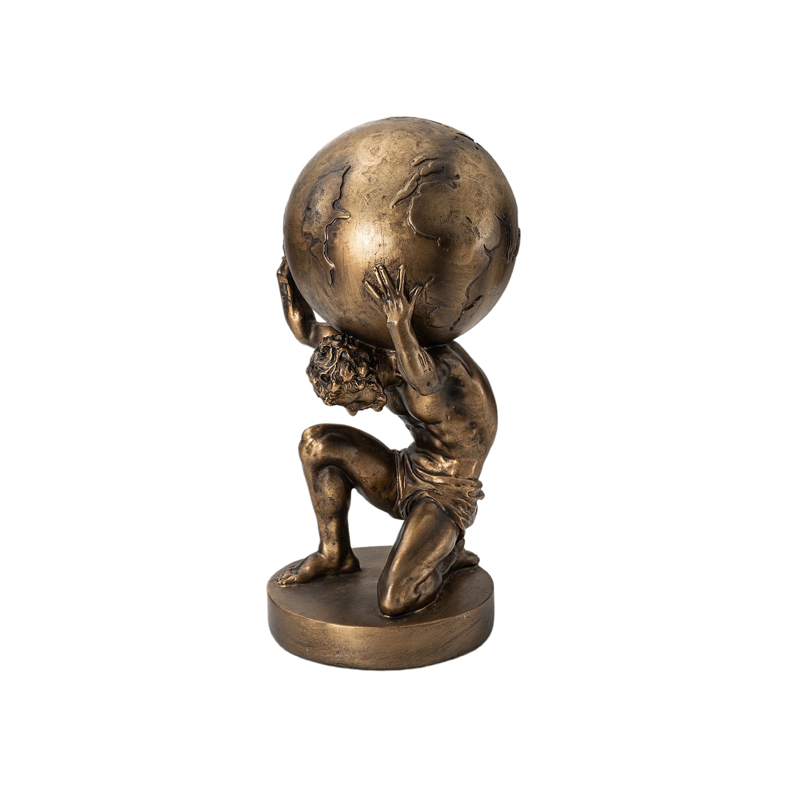 Antiker goldener Atlas-Skulptur, Figurenstatue, Harzfigur für Wohnzimmer, Tisch, Regal, Büro, Schreibtisch