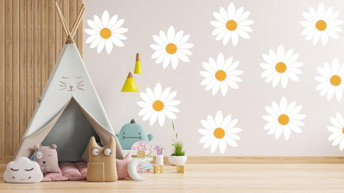 Calcomanías de pared de vinilo bohemio, calcomanías decorativas de pared con flores de flores, mural artístico para despegar y pegar, 16