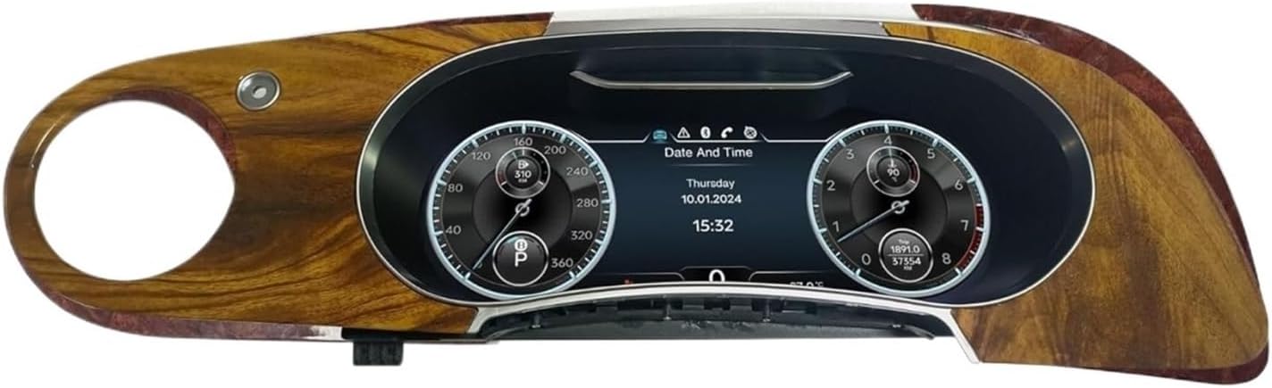 Cluster Digital Dashboard Compatible For Bentley Flying Spur Continental GT 2005-2012 Car Cluster Instrument Panel/CarPlay(Light peach wood)