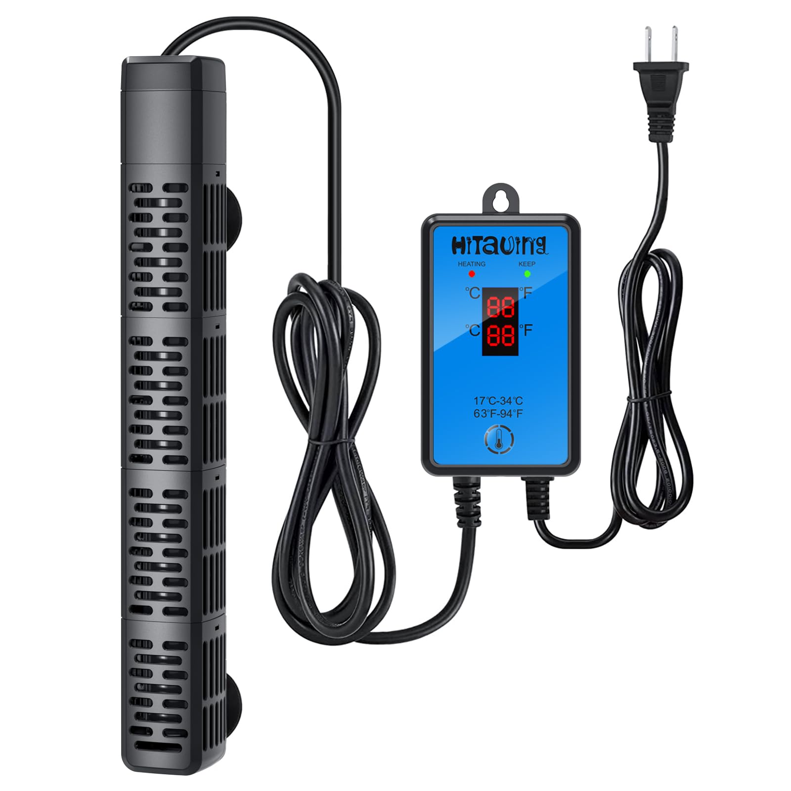 Amazon.com: HiTauing Aquarium Heater, Upgraded 300W/500W Fish Tank Heater  with Intelligent Leaving Water Automatically Stop Heating and Advanced  Temperature Control System, Suitable for Saltwater and Freshwater : Pet  Supplies
