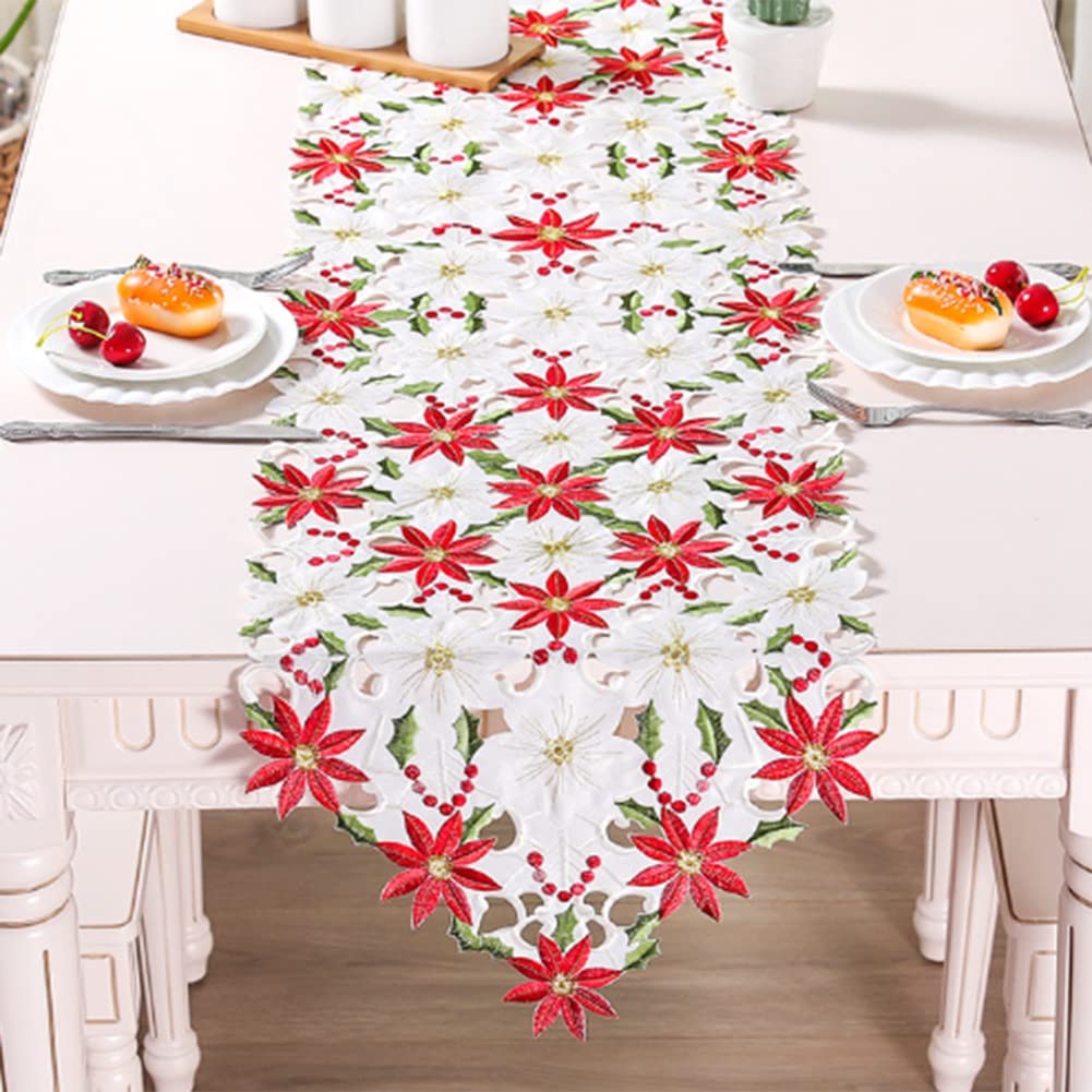 Sefdrert Satin-Stickerei, Weihnachtsstern, Blumen, Bett-Tischlufer,  Flagge, Abdeckung, Neujahr, Heimdekoration () : Amazon.de: Spielzeug