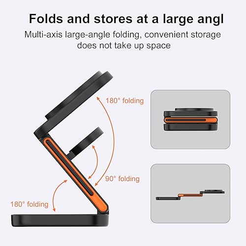 Miniatura 6 de Upgrated - Estación de carga inalámbrica 3 en 1, plegable, cargador inalámbrico rápido, soporte de carga magnética para iPhone 16 15 14 13 12 Pro