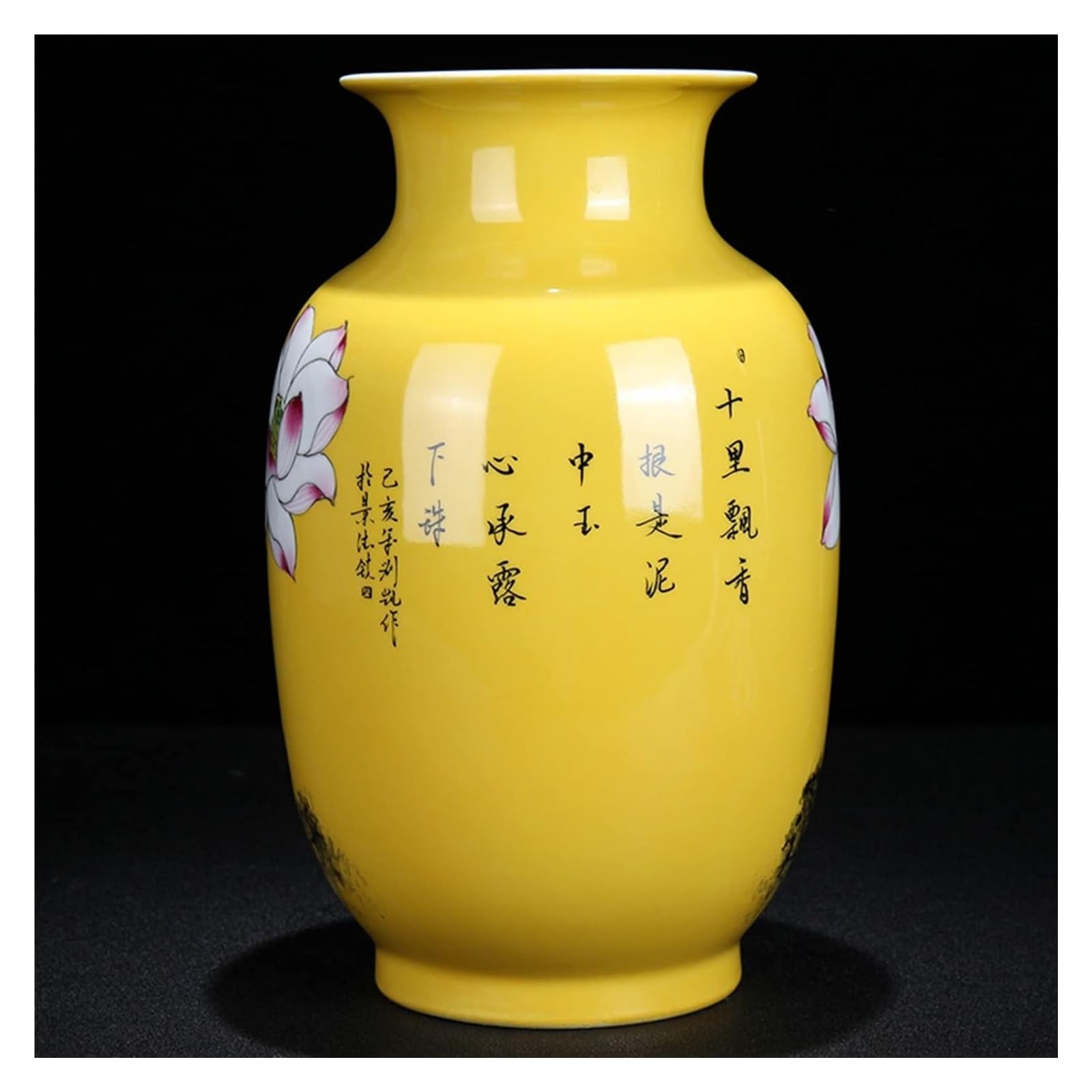 Vasen aus Keramik, handgefertigt, Lotusblumen, bemalt, 32,1 cm, große Dekoration, Vasen, Schlafzimmer, Wohnzimmer, Esstisch, Dekoration, Ornament-Vase