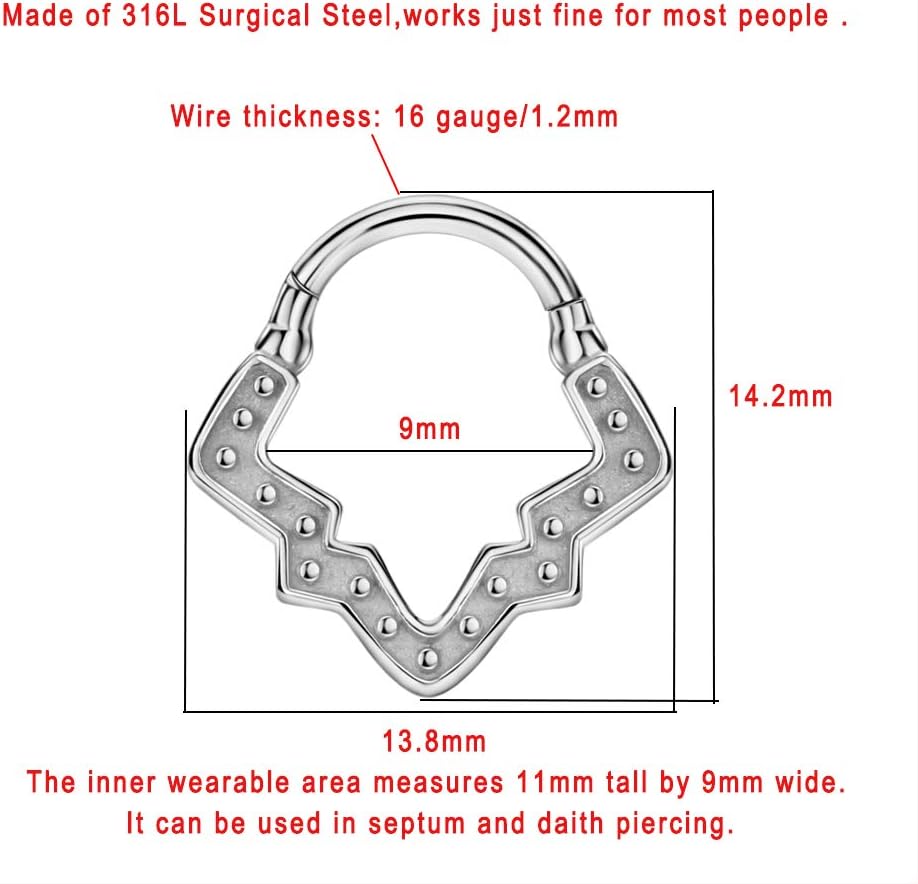 FANSING 16g Septum Jewelry 9mm Surgical Steel Septum Rings 316L Septum Hoop 16 Gauge Daith Piercing Jewelry - Image 2
