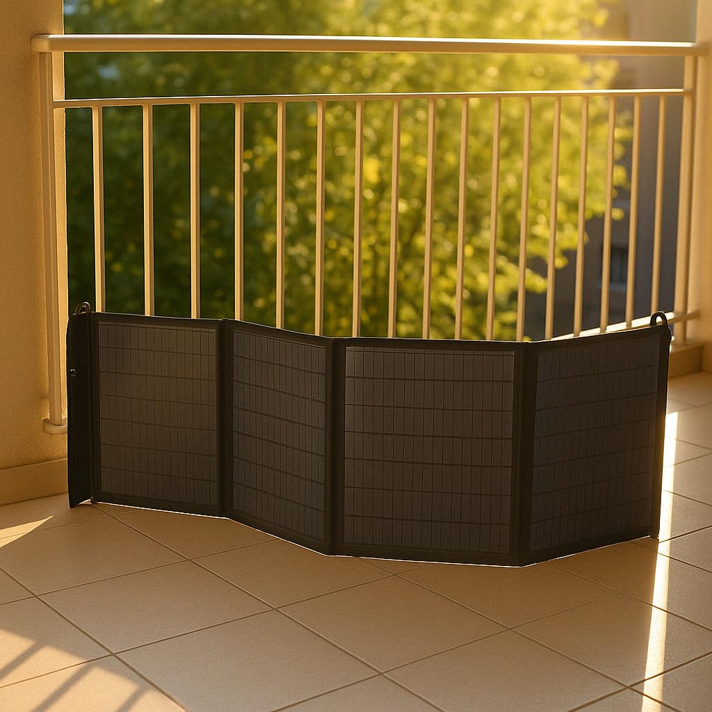 DEDRA Sonnenkollektor Balkonkraftwerk Stark 40W mit LED licht, gewicht 1,9kg, IP65 Schutz, Monokristalline Solarmodule, USB-Solarladegerät, für Camping, Gärten, Balkone und im Freien
