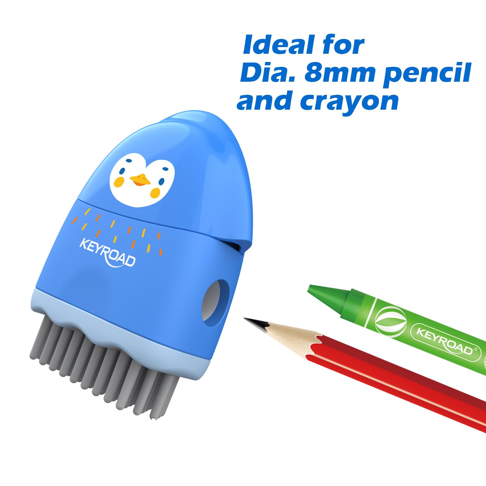 KEYROAD Temperamatite ergonomico singolo ROCKY-DOCKY 3 in 1 con gomma e pennello plastica lame in acciaio colori misti