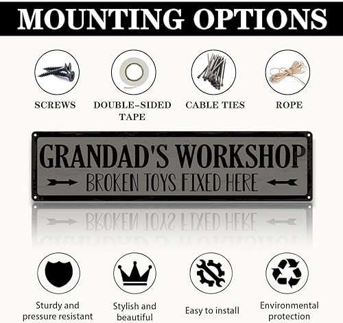 Miniatura 3 de Regalo de metal para el día del padre, letrero de lata de metal retro, letrero de reparación de juguetes, decoración de cueva de hombre, juguetes
