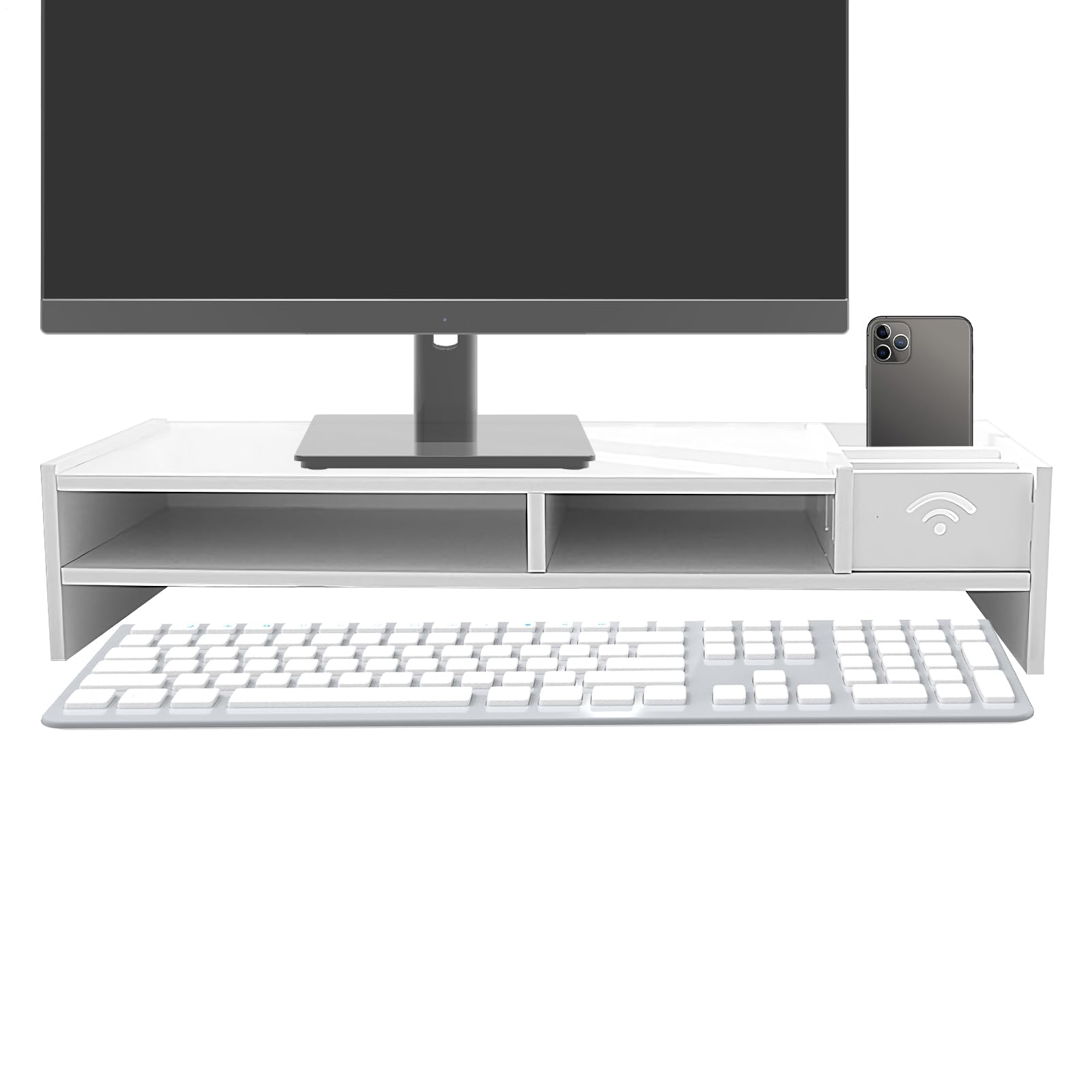 Generic Riser Screen PC Desktop Wood Stand for Computer Screen 49 x 20.5 x 10 cm Wooden Desk Organizer for Laptop PC TV Home Monitor Stand