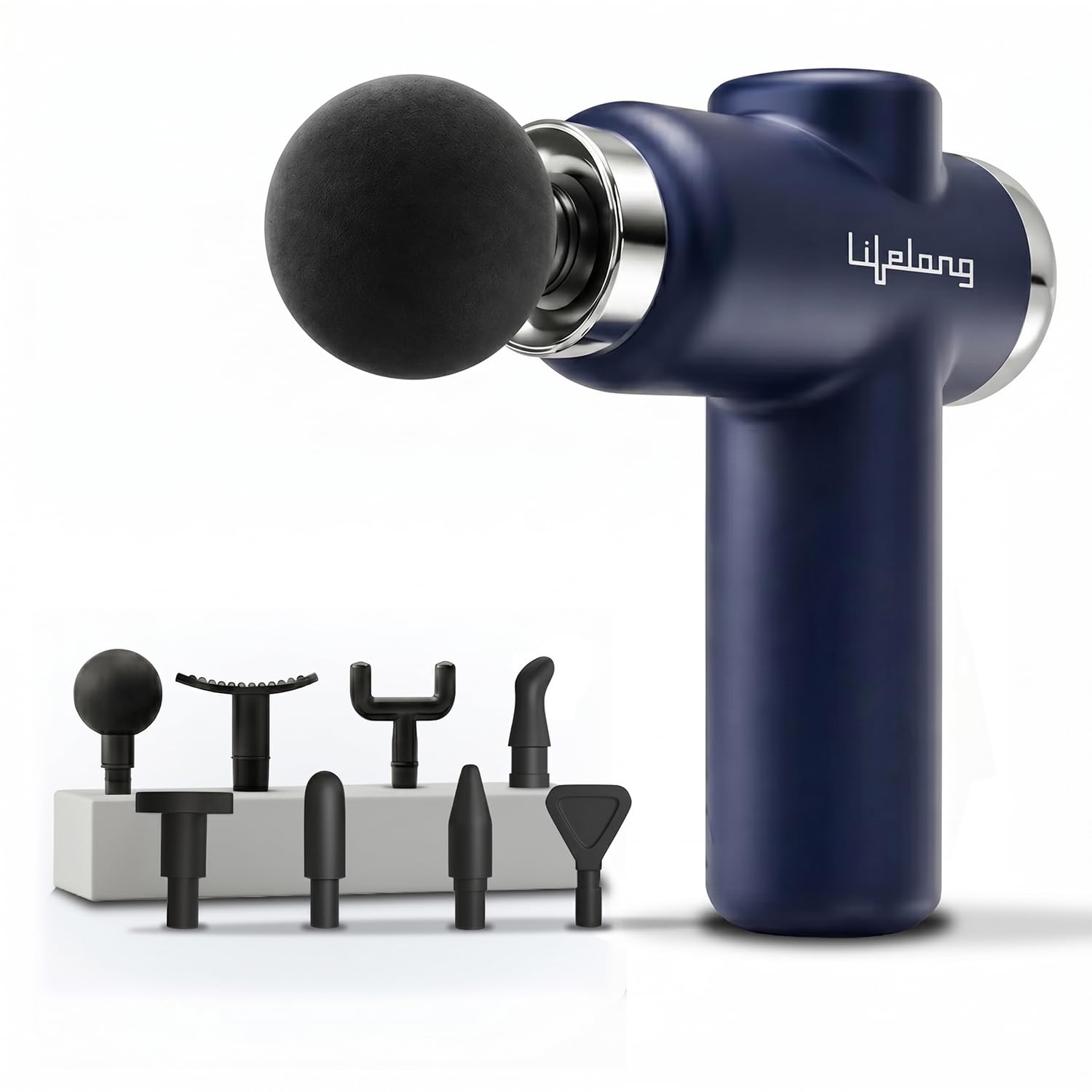 Lifelong Gun Massager 8 Heads 6 Speeds Blue - Image 1