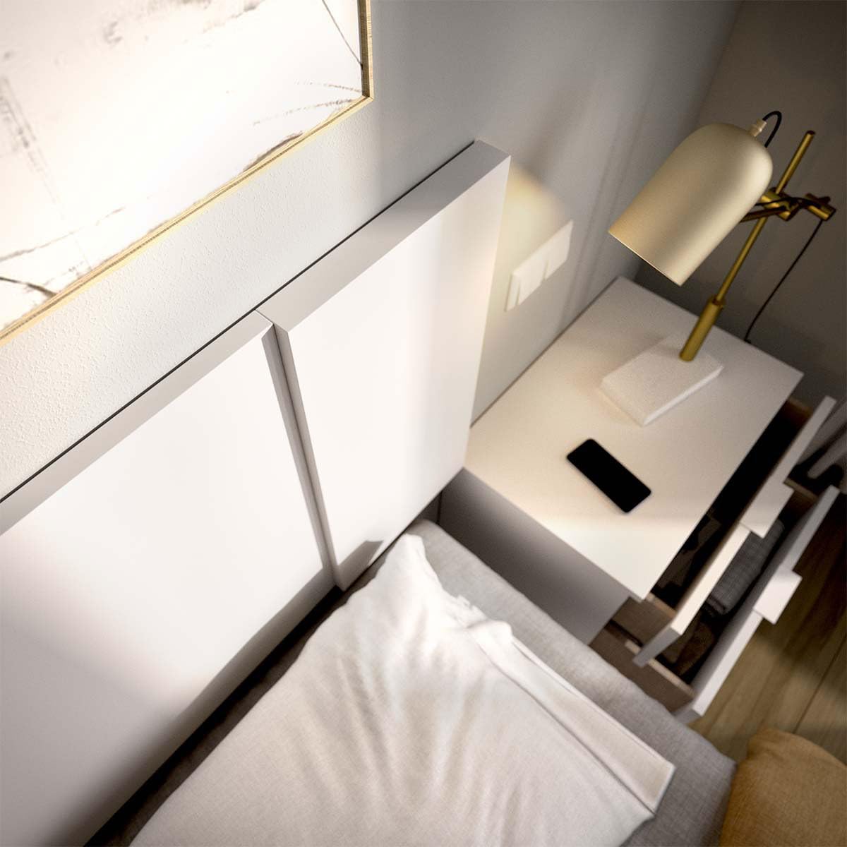 DEKIT - Pack Ahorro Dormitorio Canapé Nest con Cabezal Flow con 1 Colchón viscoelástico con muelles ensacados Aurea 135 x 190cm