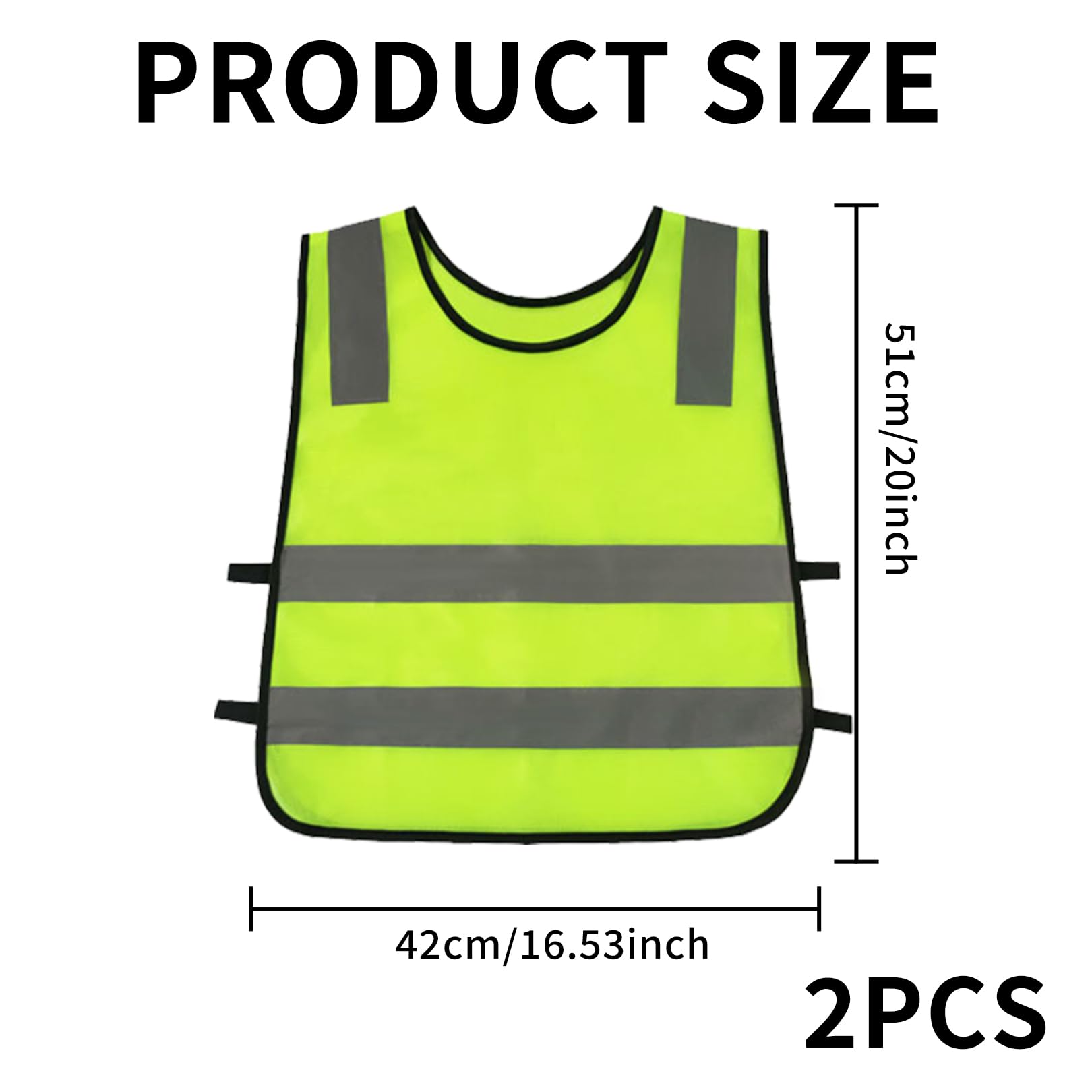 2 Pieces Kids High Vis Vest,Hi Visibility Reflective Childs Safety Children's Strips Vests Fluorescent Green Visibility Reflectors Jackets,for Kid Toddler Childrens Family Driving Costume Outdoor - Image 2