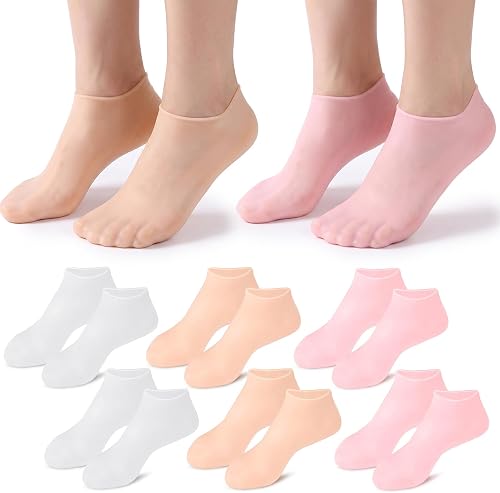 6 Paires Chaussettes en Gel Hydratantes pour Pieds Secs et Abîmé 