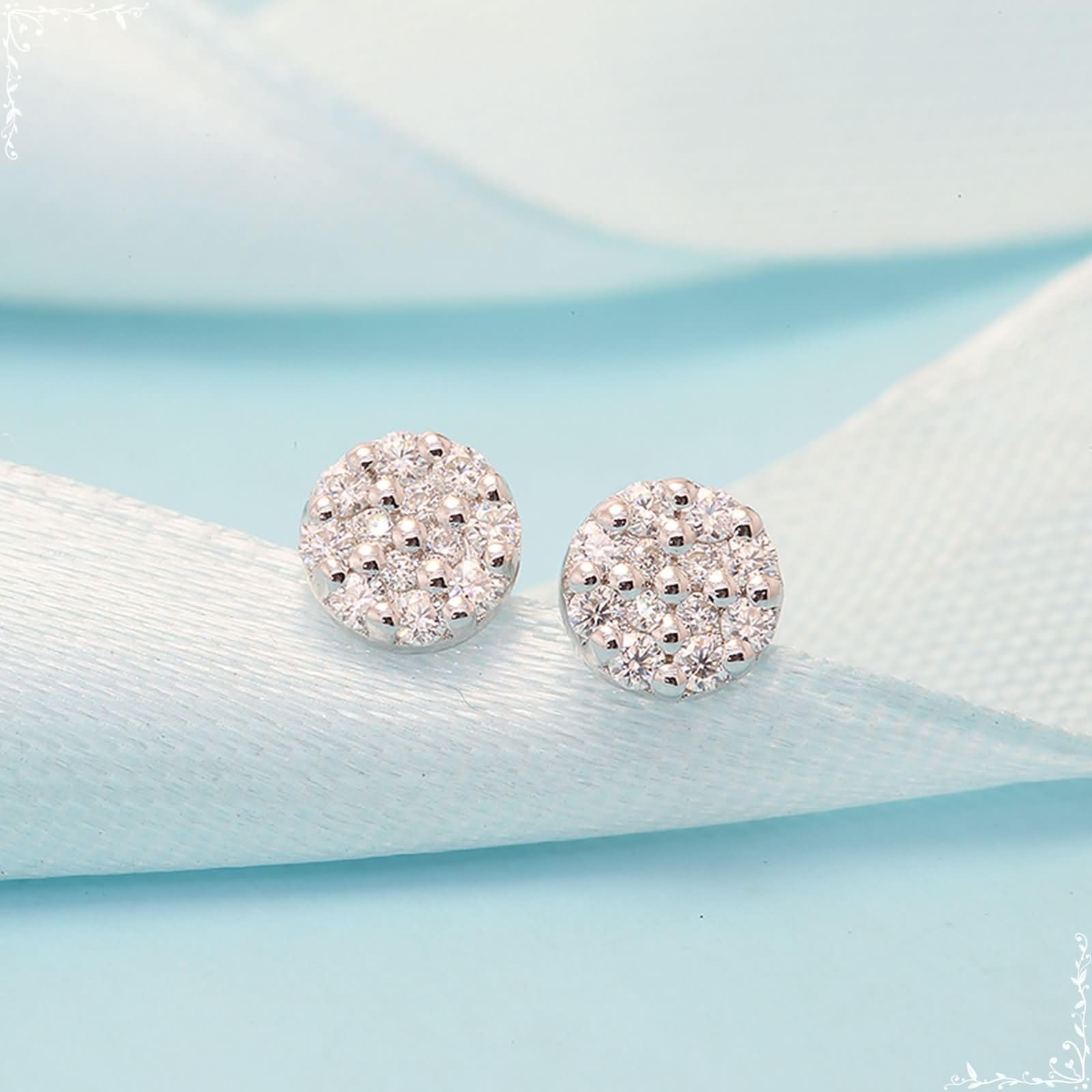 Weißgold 375/585 / 750 Ohrringe Damen, Rund mit Moissanit, Schmuck Silber Frauen Ohrringe