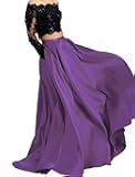 OJIYJIR Long Sleeves 2 Piece Prom Evening Party Dress Sequined Lace PocketsHB11