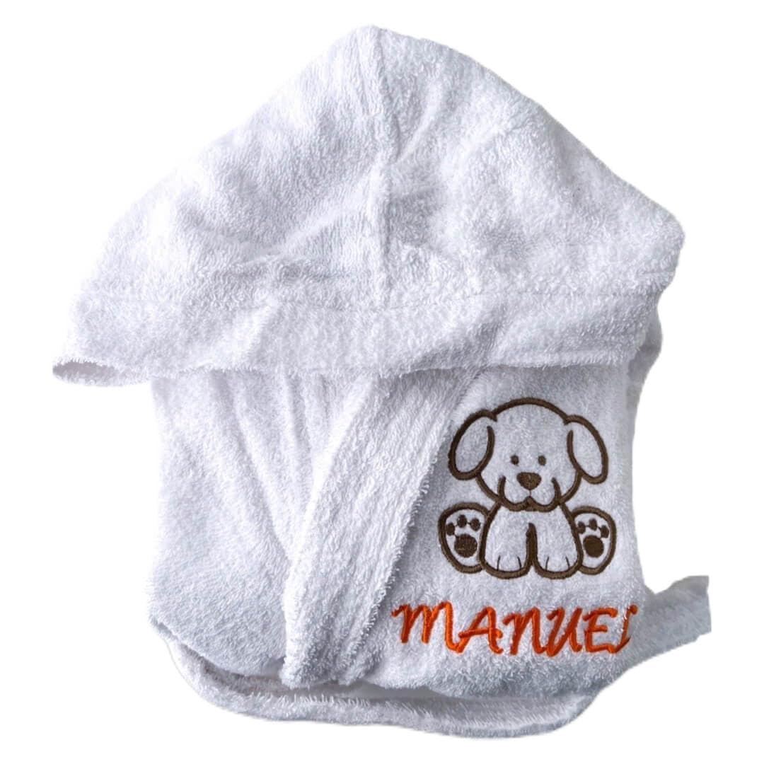 Bata Albornoz para Bebé Personalizada con el Nombre bordado, 100% Algodón muy Suave y Capucha, Mangas Largas (6-18 Meses). Regalo Inolvidable por un Nacimiento