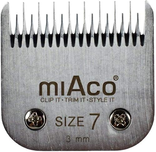 Miaco Hoja cortadora de animales desmontable tamaño 7 para Andis AG, AGC y Oster A5