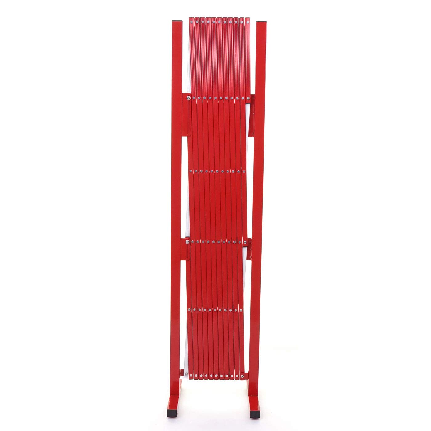 Absperrgitter HWC-B34, Scherengitter Zaun Schutzgitter ausziehbar, Alu rot-weiß - Höhe 153cm, Breite 36-300cm