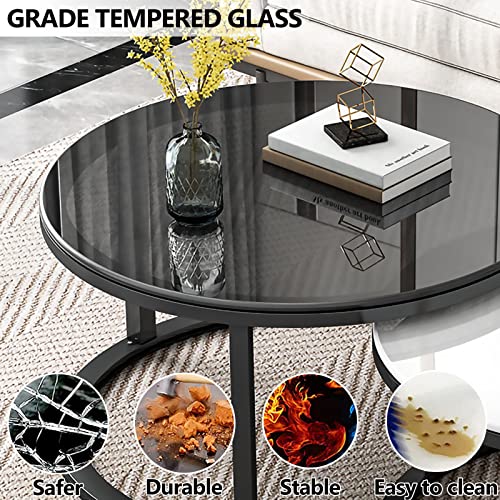 Table basse ronde en verre avec cadre en métal robuste - 5