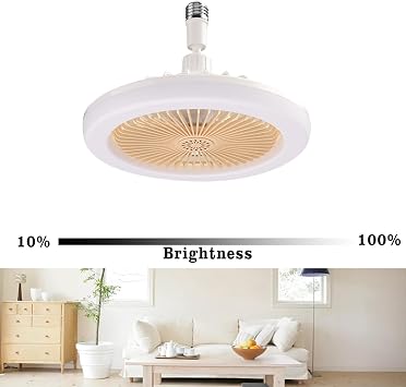 Enclosed Ceiling Fans with Lights & Remote, 10 Inch Mini Bladeless Ceiling Fan with Light, Family Summer Gift for Kitchen Bathroom Garage Pantry Tool Room Store Room Closet Laundry Room (Yellow)