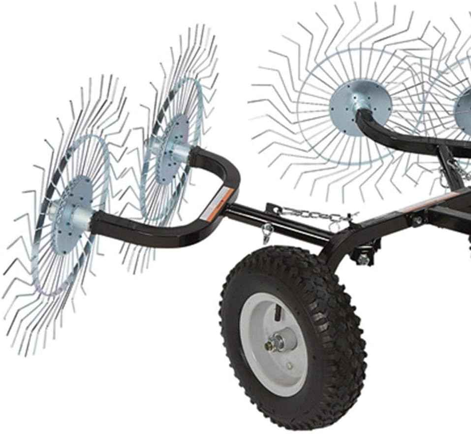 Yard Tuff Acreage Rake, 4 Tine Steel Tow Behind Dethatcher for Lawn & Garden, 48 Inch