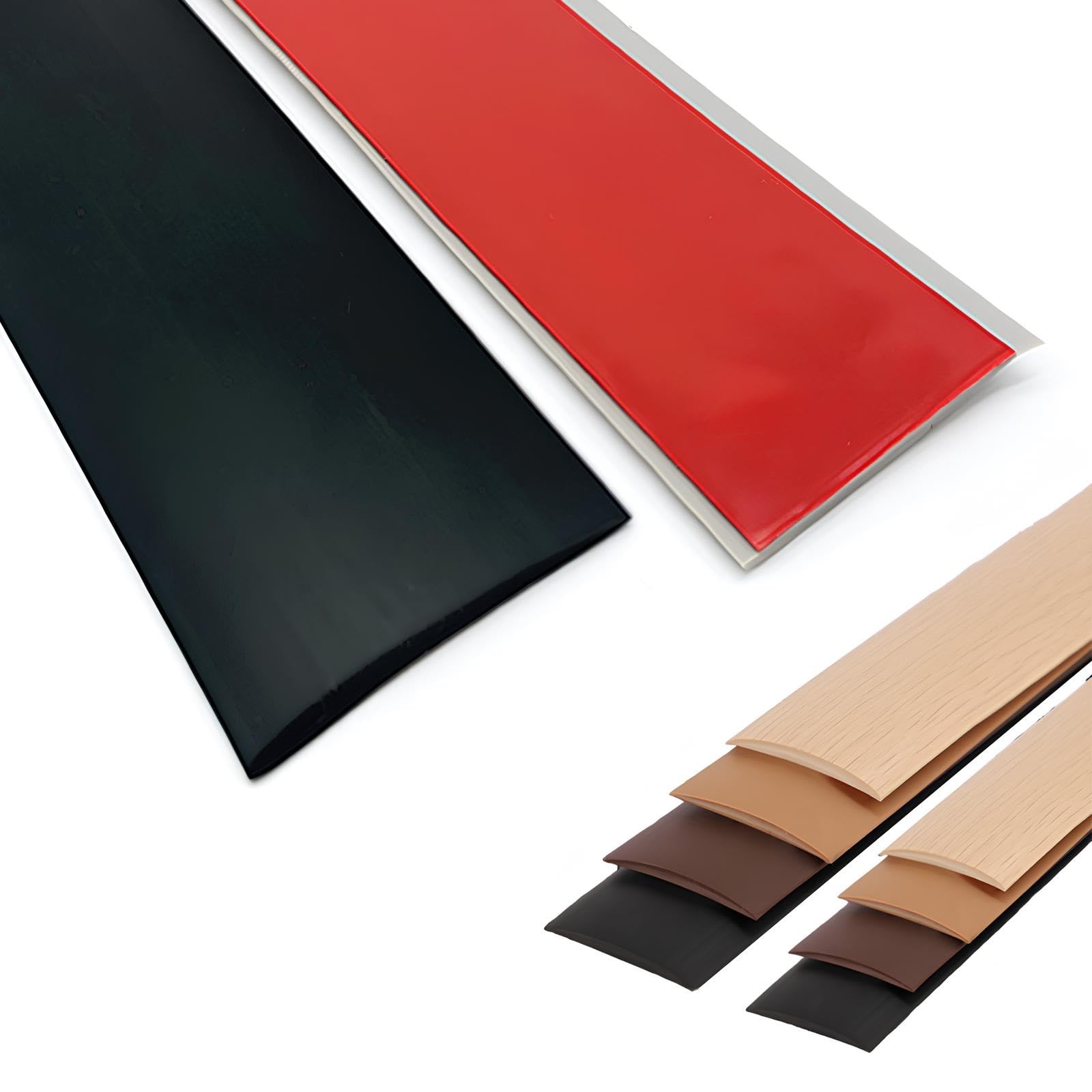Psmpengamz Black Self Adhesive Vinyl Floor Transition Strips For Doorways, Flexible Pvc Door Threshold Strips For Carpet Edging Decoration, Floor Gaps And Tiles(,7.6Cmx3.0m)