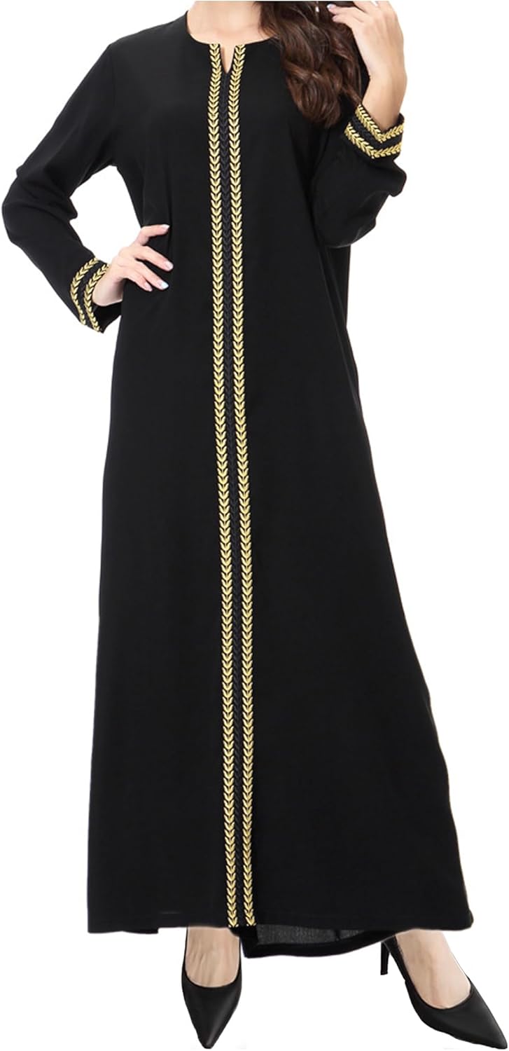 WSPLYSPJY Embroidered Abaya Muslim Dresses for Women Maxi Long Sleeve Prayer Clothes Middle Eastern Kaftans