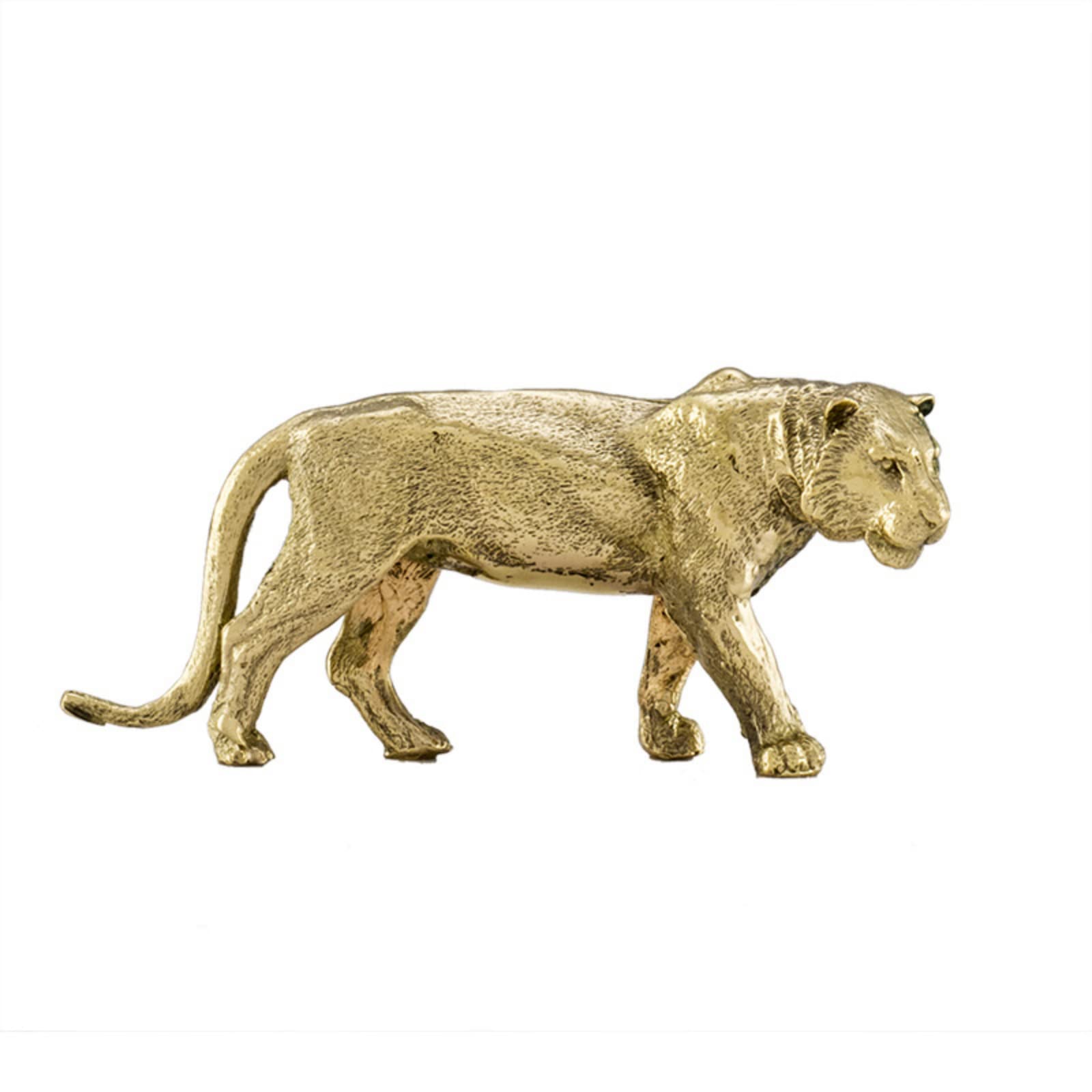 NGDFGR Brass Tiger Leopard Figurines Model,Copper Animals Lucky Zodiac Tiger Statue Sculpture Crafts Collection Desktop Ornament Home Sand Table Bookshelf Decor Accessories Stud