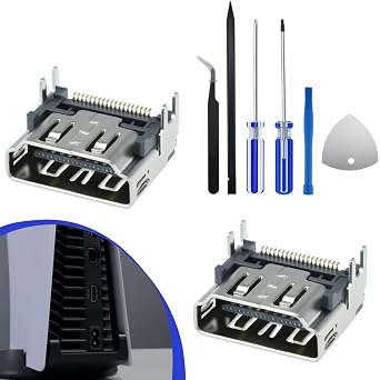 SATUY 2 Pcs HDMI Port Replacement for PS5, HDMI Port Socket Connector for Playstation 5, HDMI Socket Jack Interface Connector Repair Tool Kit for PS5 Console