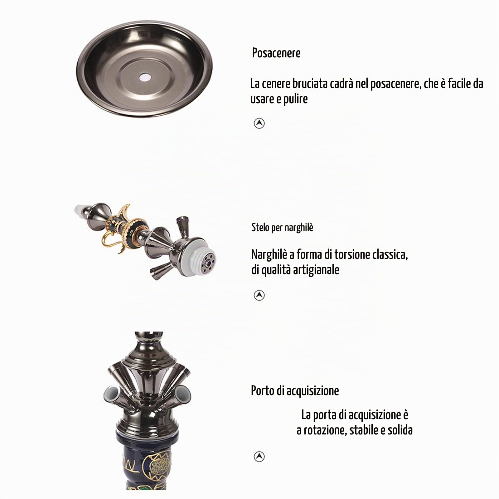 Set di Narghilè a 2 o 4 Tubi, Narghilè in Vetro da 21 Pollici con Base Stabile in Vaso di Vetro, Ciotola in Ceramica e Posacenere con Pinze per Carbone, Senza BPA, Regalo Pronto (Size : 2 Hoses)