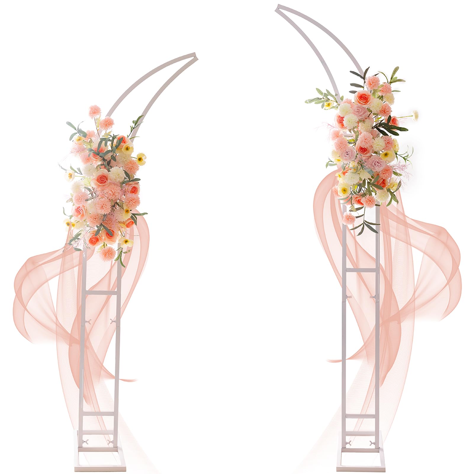 Photo 1 of 2pcs Large Wedding Arch with Base Flower Stand Arch Bracket Stand Backdrop Stand for Wedding Party Elegant Decorations & Garden Climbing Plants Vines,8.2&6.9 FT-White