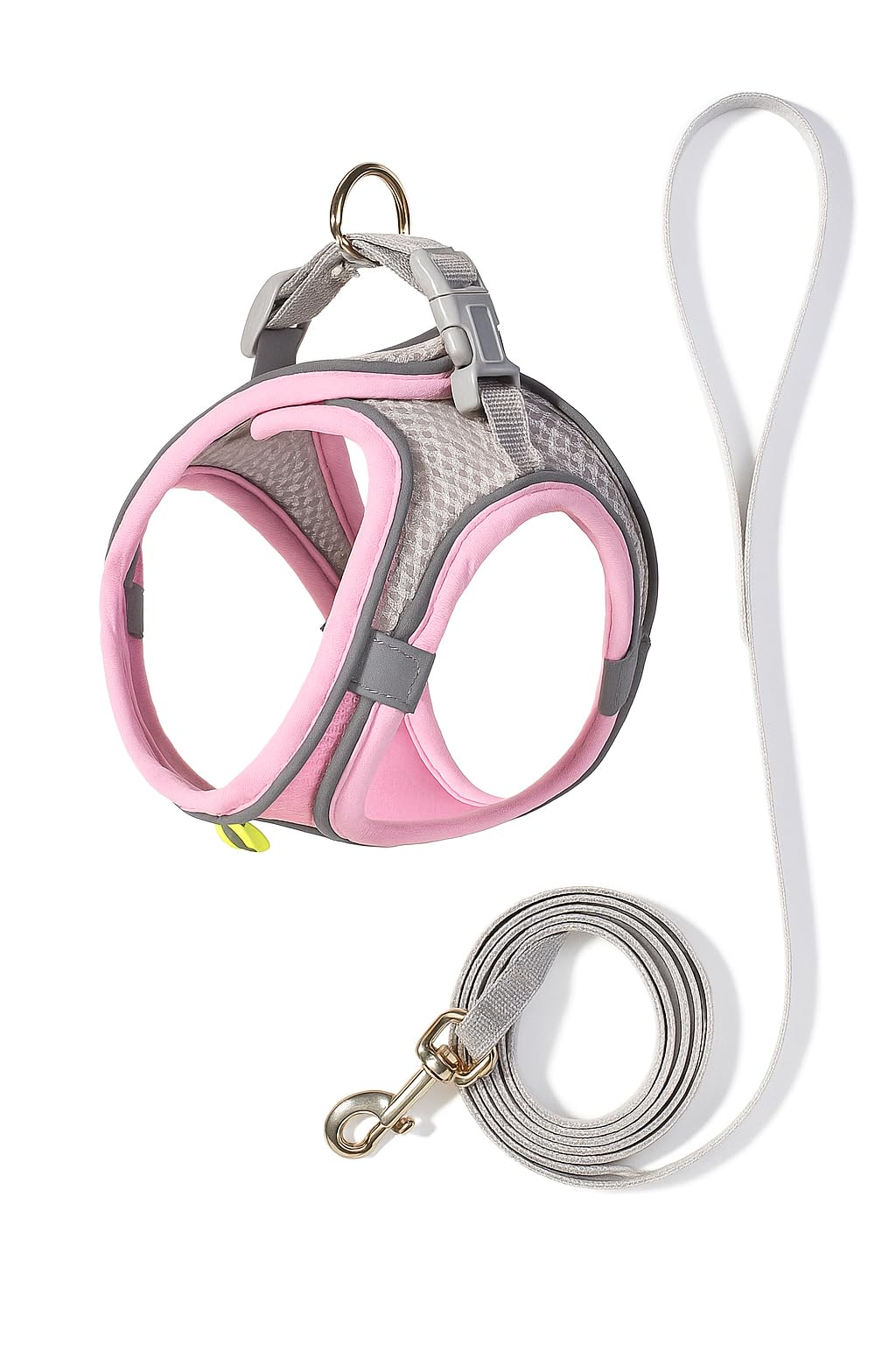 Dog Harness and Lead Set, No Pull Step-in Reflective Breathable Mesh Vest with Safety Buckle, Lightweight Walking Harness for Dogs and Cats, Size M, Pink