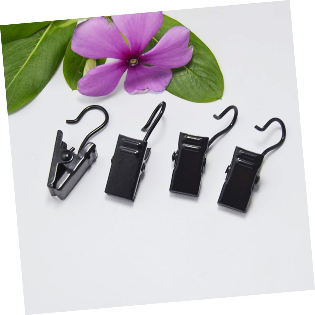 PRETYZOOM 120pcs Metal Curtain Clips with Hooks Black Drapery Rings for Hanging Curtains Adjustable Hooks for Window and Door Use