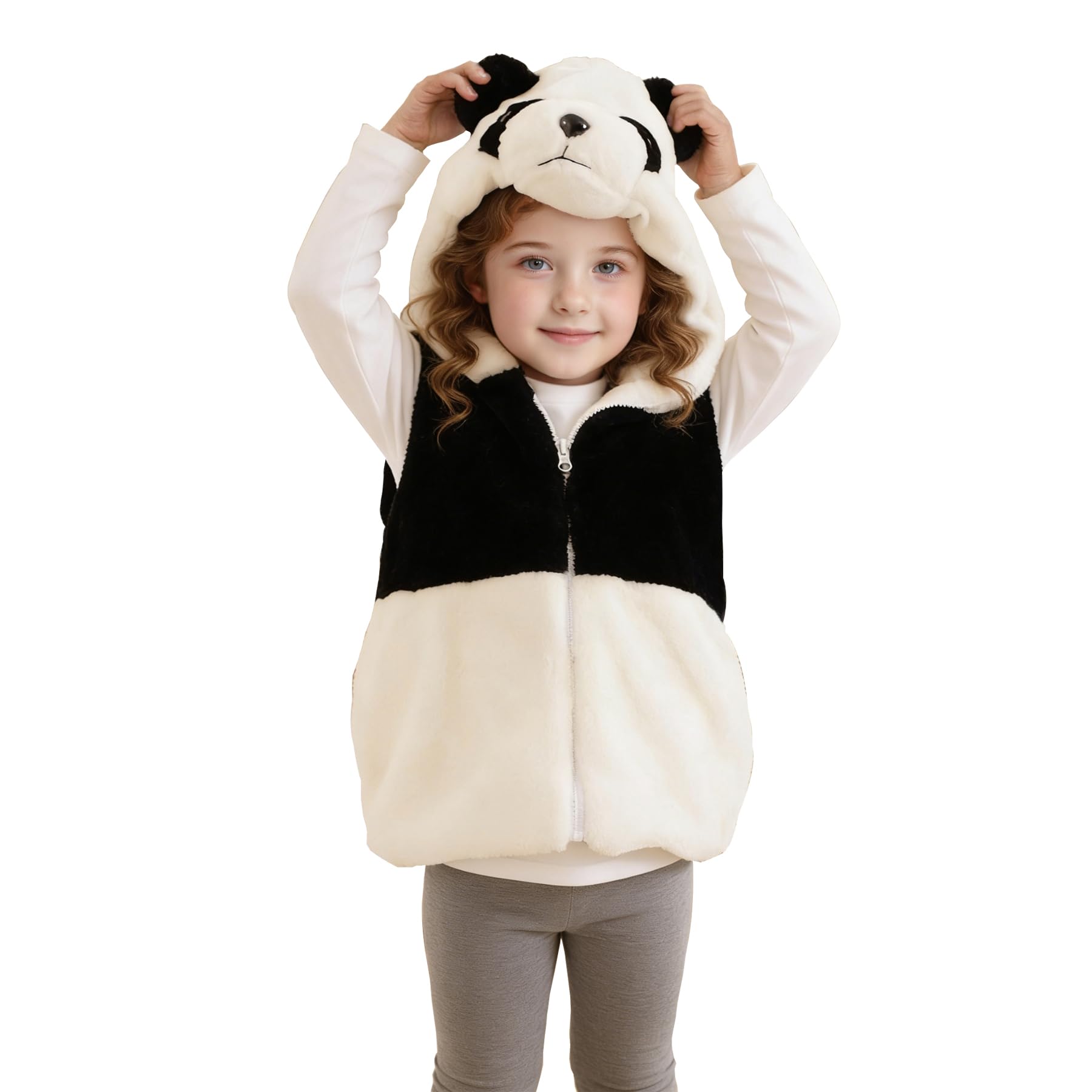 Gilet unisex con cappuccio per bambini e ragazze, con cappuccio e cappuccio