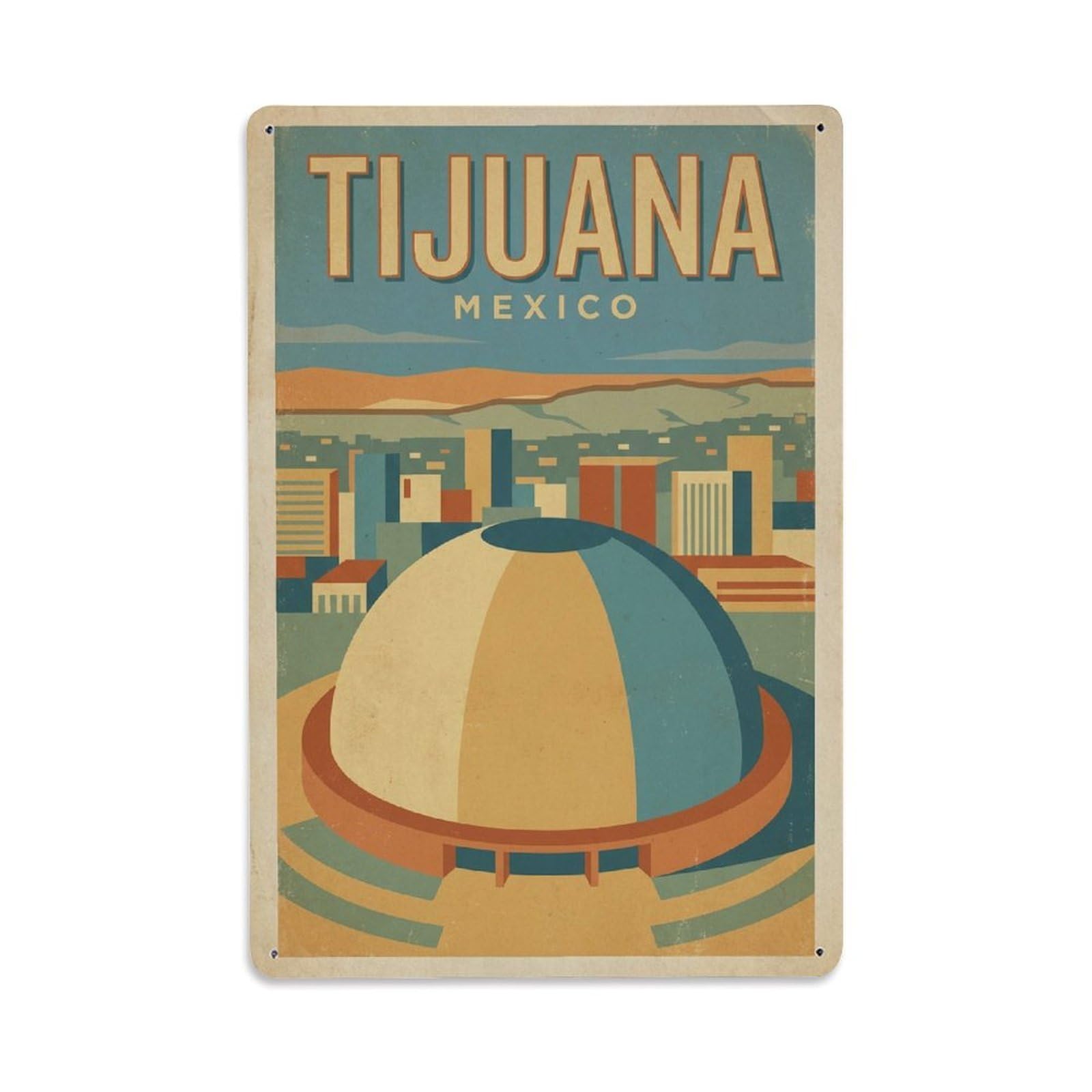 Xanthor Style Travel Vintage Mexico Tijuana Metal Tin Sign
