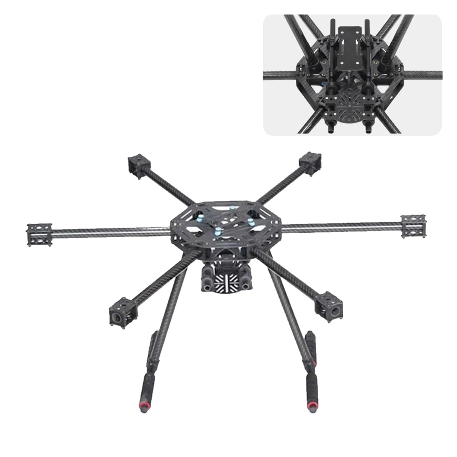 FPV Hexacopter Frame X600-X6 Upgraded Version S550 SK500 with Carbon Fiber Landing Gear Skid for RC Multicopter(Glass Fiber Center)
