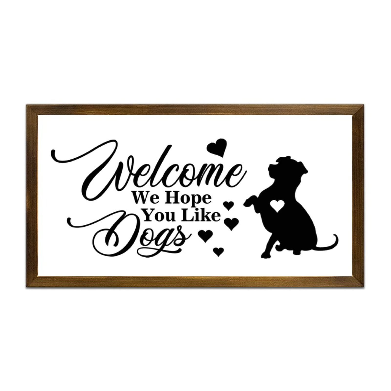 Panneau mural en bois Welcome dogs décoration maison 55x30 cm