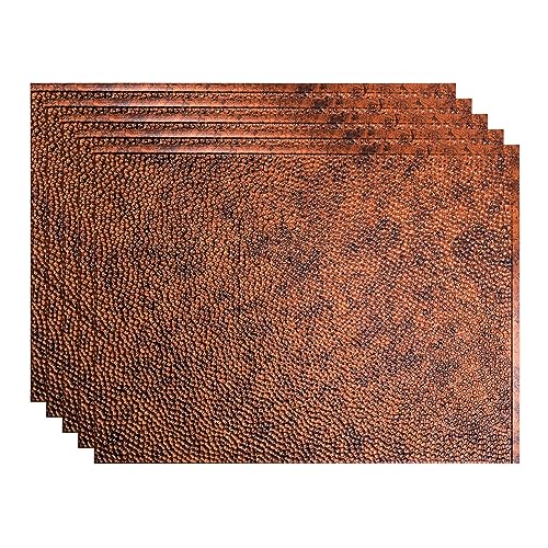 FASÄDE Hammered Decorative Vinyl 18in x 24in Backsplash Panel in Moonstone Copper (5 Pack)
