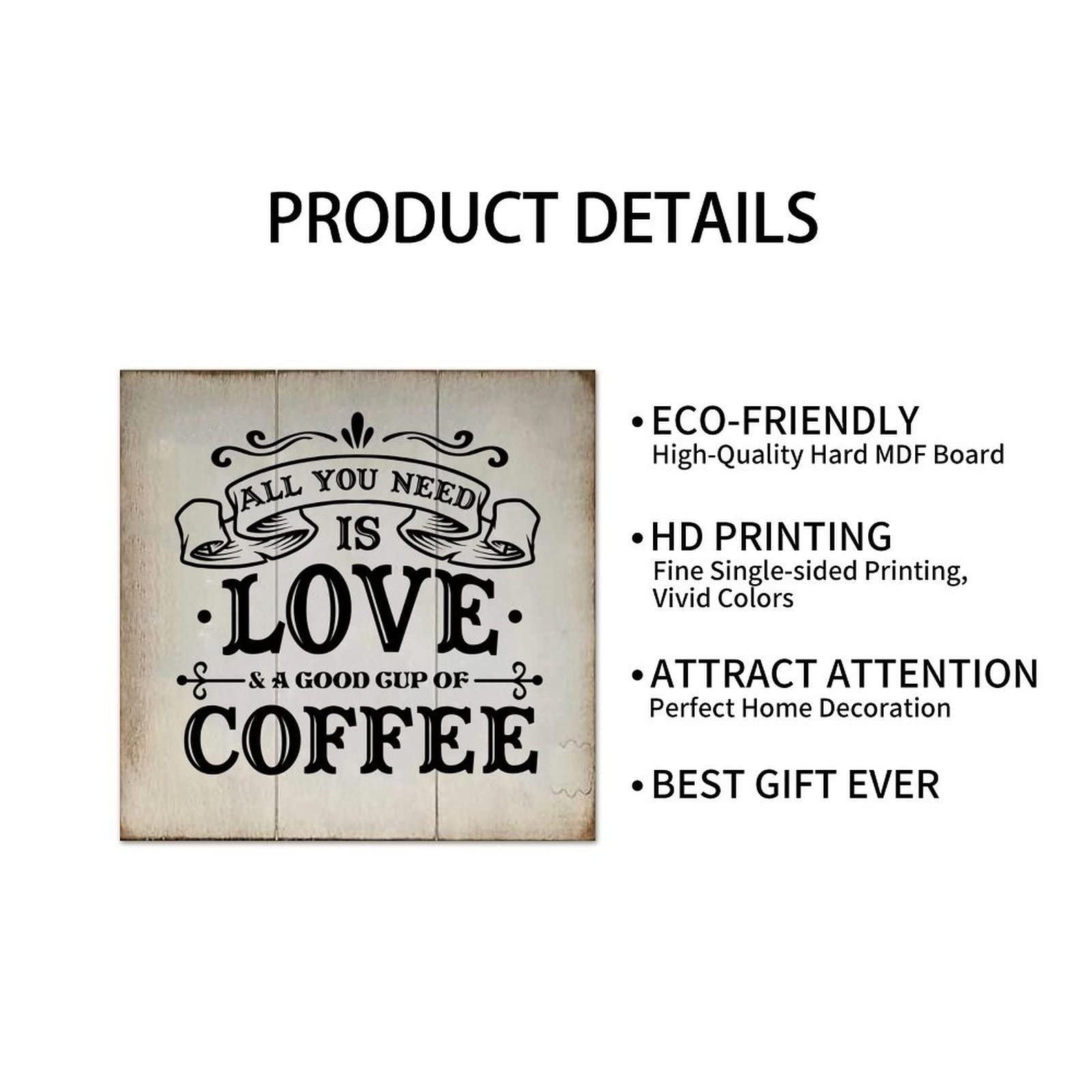 Cartello In Legno Decorativo 'Good Coffee Is A Pleasure, Good Friends Are A Treasure' – 30,5x15,2 Cm