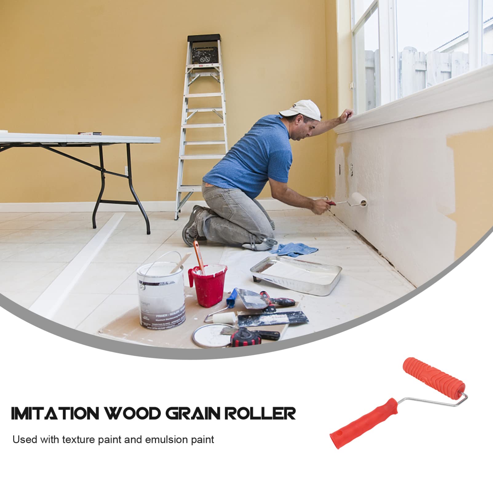 Rullo per pittura testurizzato da 17,8 cm con impugnatura facile da impugnare, ideale per fai da te, rullo per pittura resistente per pareti strutturate, perfetto per un'applicazione liscia