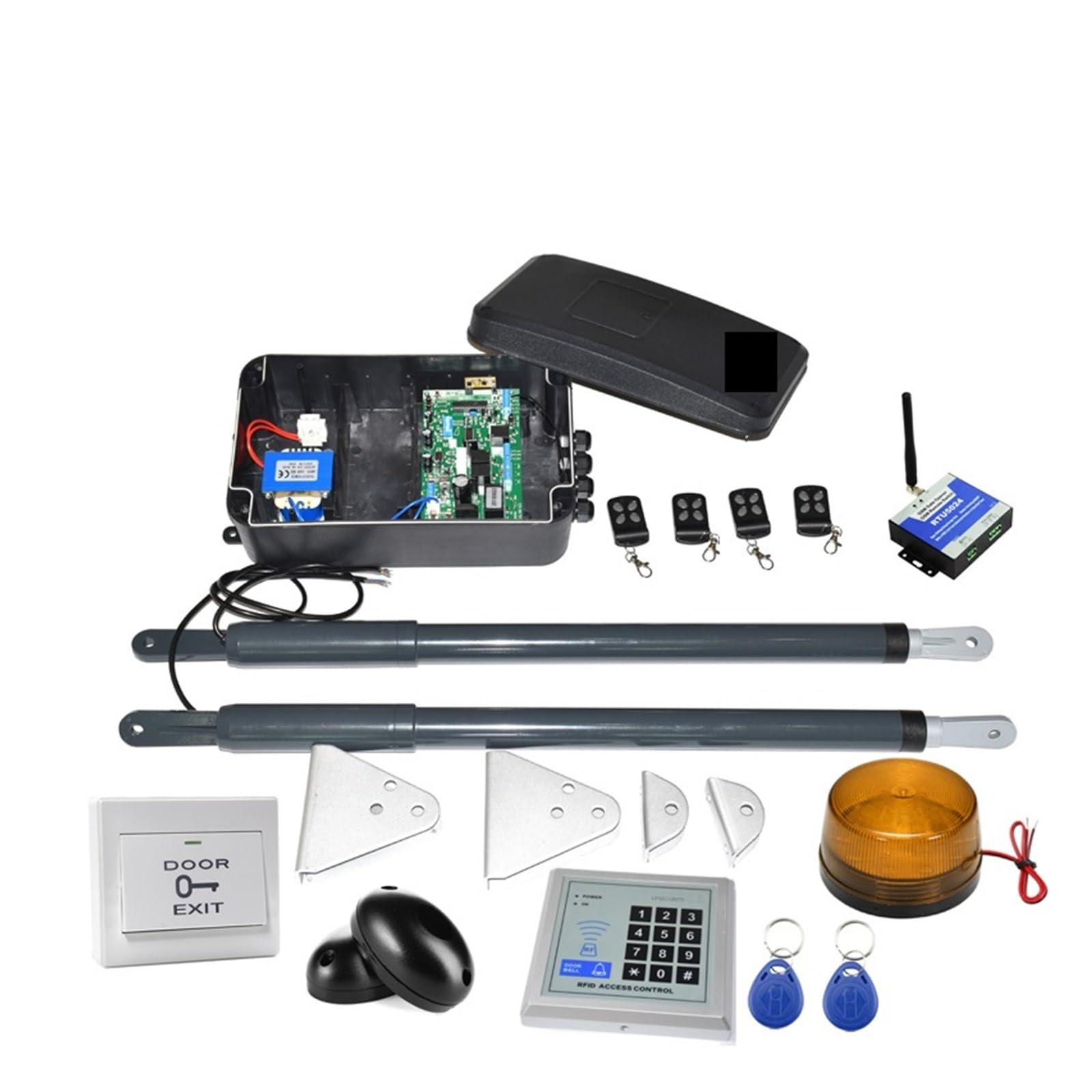 Kit de motorisation télescopique de moteur de porte battante 12VDC 220VAC for Support de porte à Double battant, batterie de secours Y à énergie solaire(Kit7 2G version)