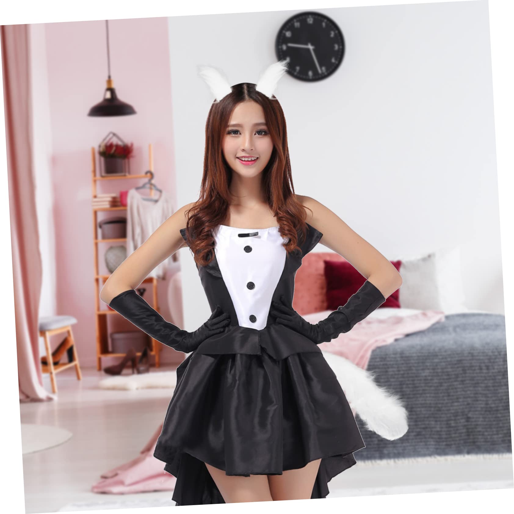 3 Sets Fuchsohren Schwanz Kunstfell Katzenohren Langer Schwanz Kostüm Kleid Zubehör Fuchsschwanz Cosplay Ornament Personalisierte Halloween Haarspangen Cosplay Kopfschmuck Stirnband Tierplüsch Weiß