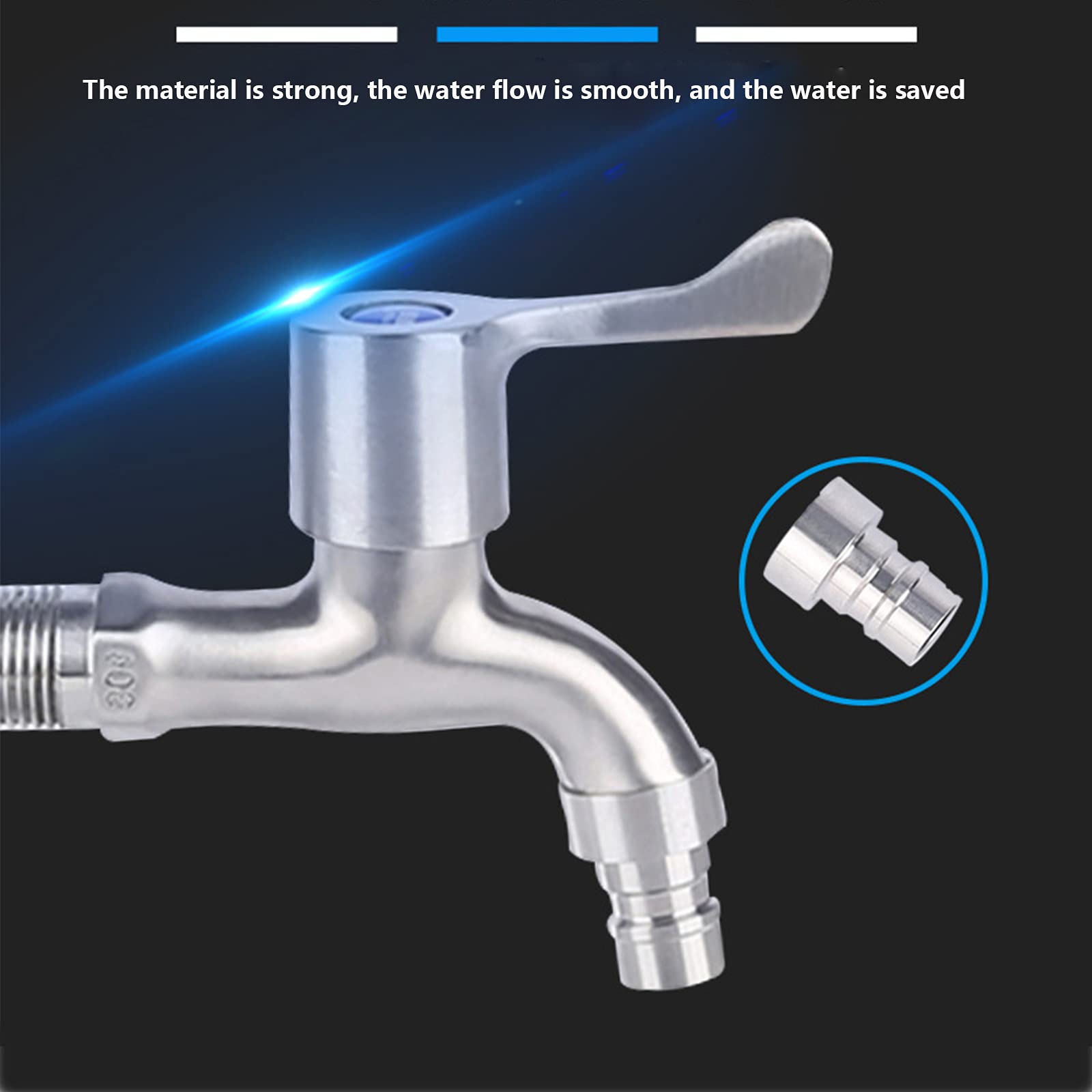 Grifo de Agua, Grifo de Agua para Fregadero, Grifo para Lavadora, Grifo de Agua de Acero Inoxidable con un Solo Pico y manija,B