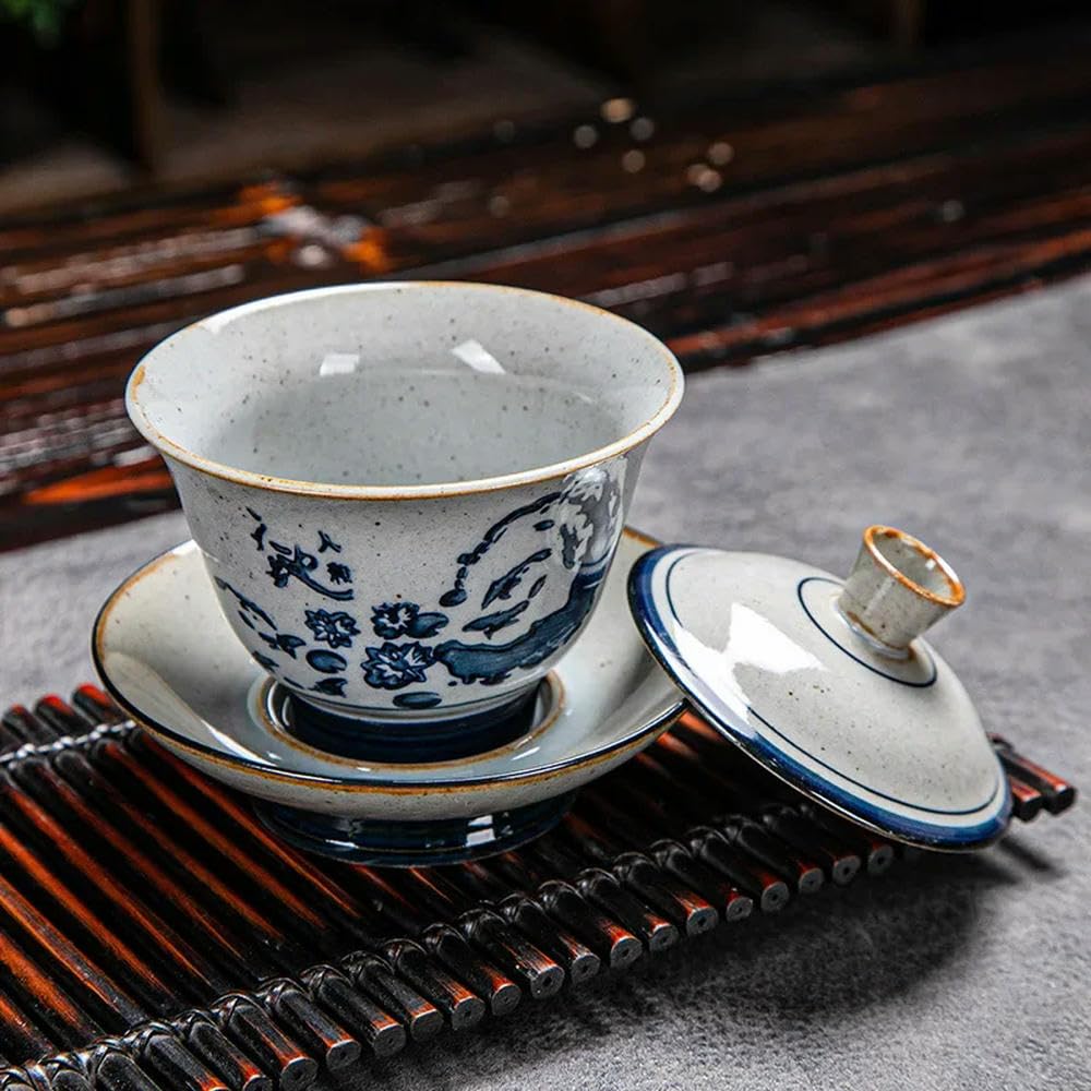 Porcelanowy zestaw do herbaty Gaiwan Kung Fu, Ceramiczny zestaw do herbaty Gaiwan wielokolorowy 180 ml(Calliopsis)