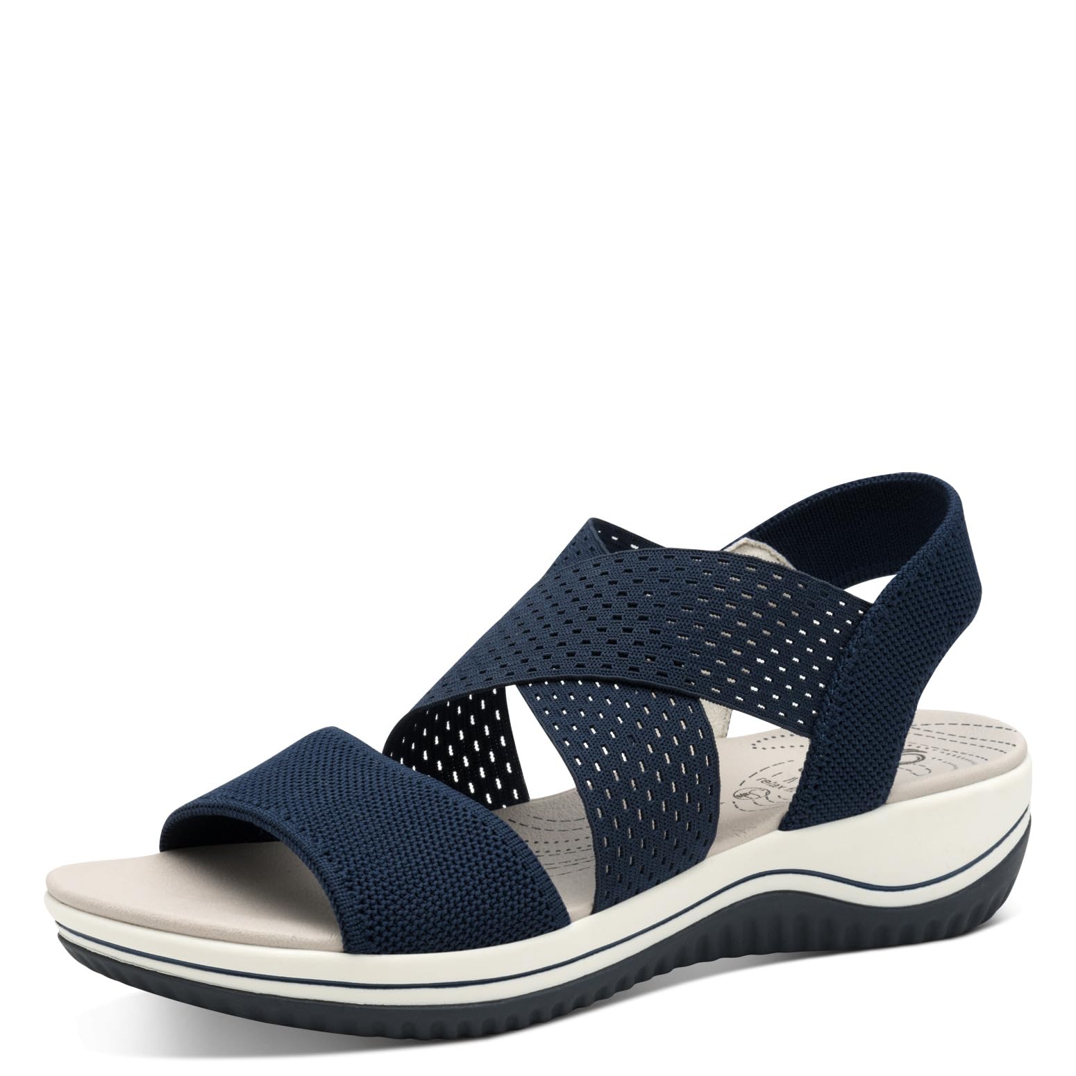 Jana Coshy Women’s Flat Sandals Stretch Vegan, Navy, 4 UK