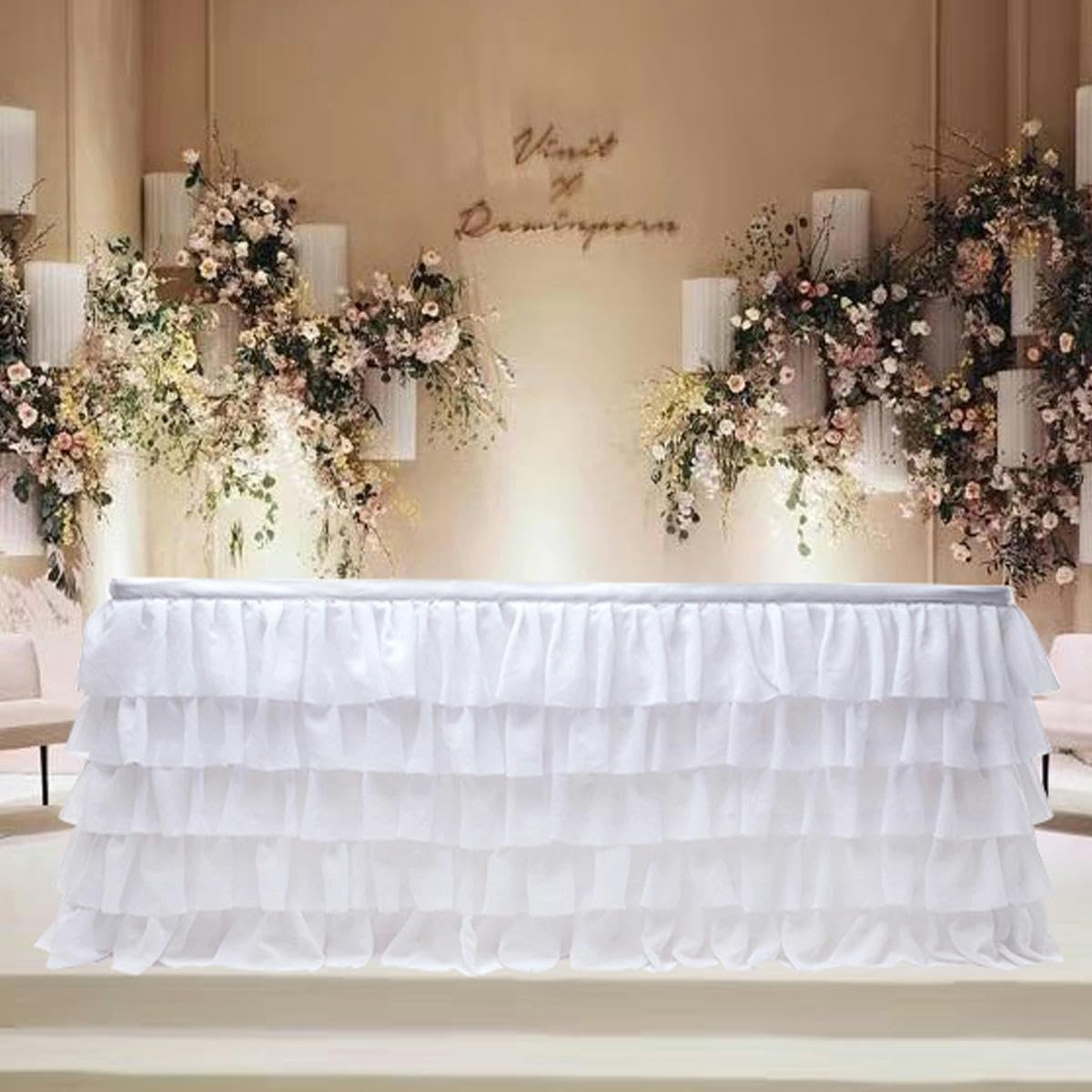 77 cm w kształcie fali siatka puszysta tutu tiulowa spódnica stołowa szyfonowa spódnica stołowa ślub na baby shower impreza falbana plisowana spódnica na stół