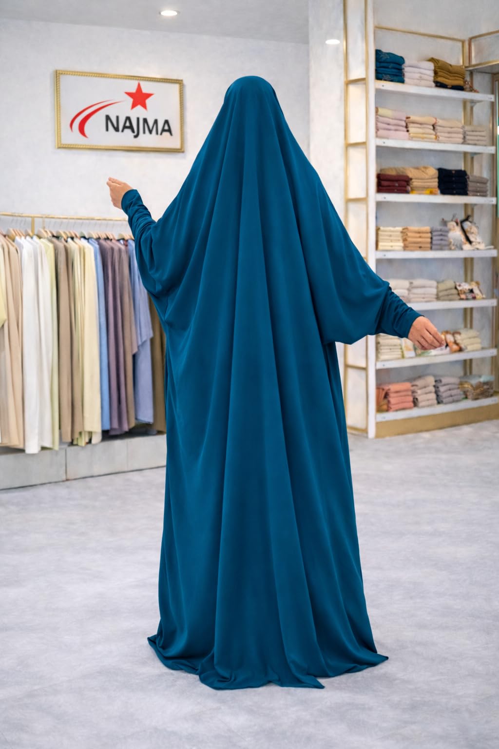 Jilbeb,Jilbab une piéce Avec manches lycra,Robe de priére Ample | Tissu Léger et Opaque | Tenue Pudique pour Prière Hijab Intégré Confortable Hejj Omra Ramadan