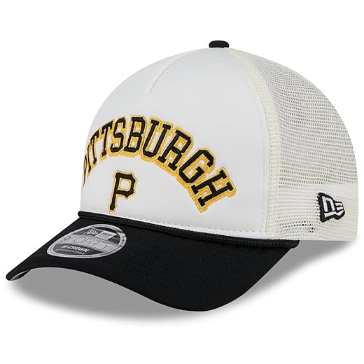 New Era Pittsburgh Pirates 9FORTY M-Crown A-Frame Snapback Foam Front Trucker Cap, boné ajustável branco cromado prata
